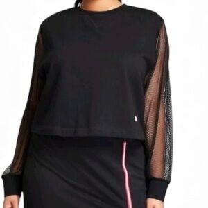 Hunter / Target collab black with mesh sleeves crop top. Size small GUC